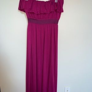 Off the shoulder floor length maxi dress